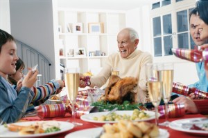 Family Eating Christmas Dinner Together